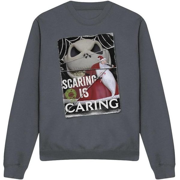 The Nightmare Before Christmas - Felpa "Scaring Is Caring"" Per Uomo/Donna Unisex TV3391 (Xxl) (Charcoal)"-image