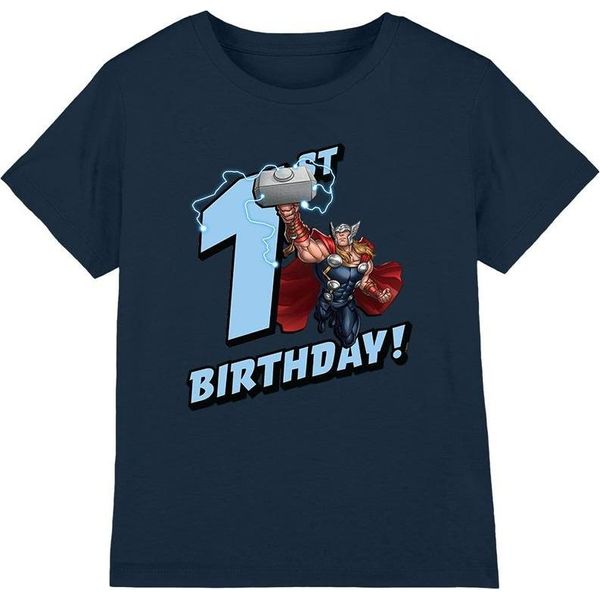 Thor - Maglietta Per Bambini - 1° Compleanno TV3426 (116) (Blu Navy)-image