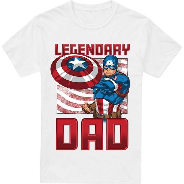 Capitan America - Maglietta "Papà Leggendario"" Da Uomo TV3482 (Xl) (Bianco)"-image