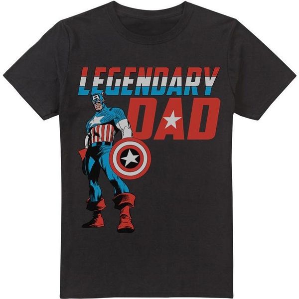 Captain America - Maglietta "Legendary Dad"" Da Uomo TV3526 (M) (Nero)"-image