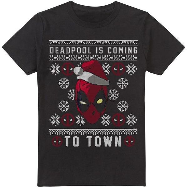 Deadpool - Maglietta "Coming To Town"" Da Uomo TV3545 (M) (Nero)"-image