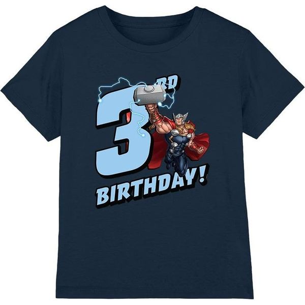 Thor - Maglietta Per Bambini - 3° Compleanno TV3749 (128) (Blu Navy)-image