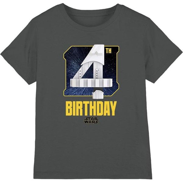 Star Wars - Maglietta Per Bambini - 4° Compleanno TV3847 (128) (Carbone)-image