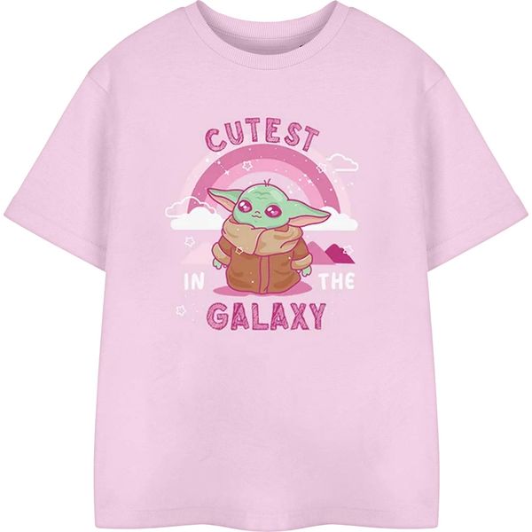 Star Wars: I Mandaloriani - Maglietta "Più Carina Della Galassia"" Per Bambini TV3959 (128) (Rosa)"-image