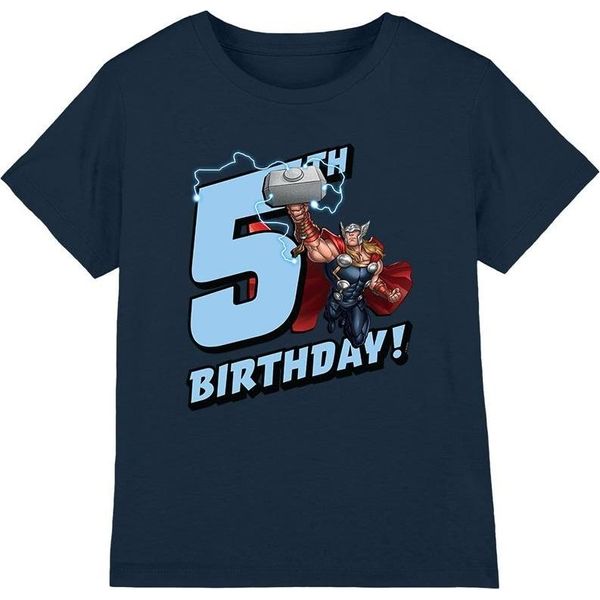 Thor - Maglietta Per Bambini - 5° Compleanno TV4016 (116) (Blu Navy)-image