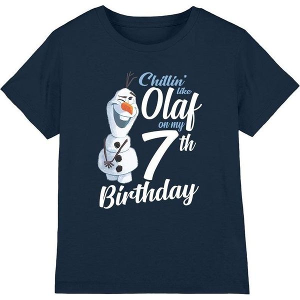 Frozen - Maglietta "Chillin Like Olaf"" Per Bambini - 7° Compleanno TV4318 (116) (Blu Navy)"-image