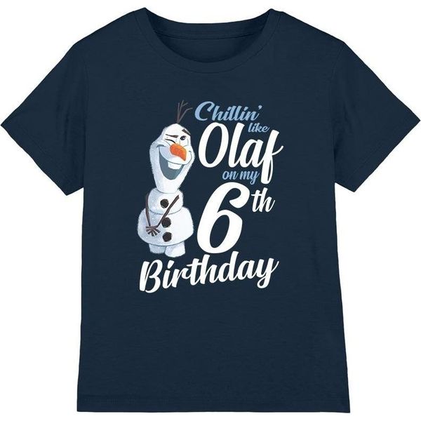 Frozen - Maglietta "Chillin Like Olaf"" Per Bambini - 6° Compleanno TV4331 (128) (Blu Navy)"-image