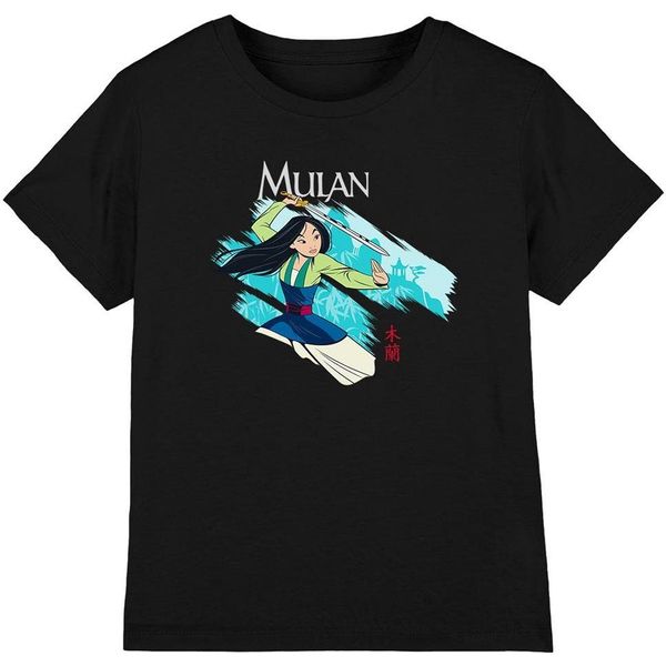 Mulan - Maglietta "Spada Nel Vento"" Per Bambini TV4482 (116) (Nero)"-image