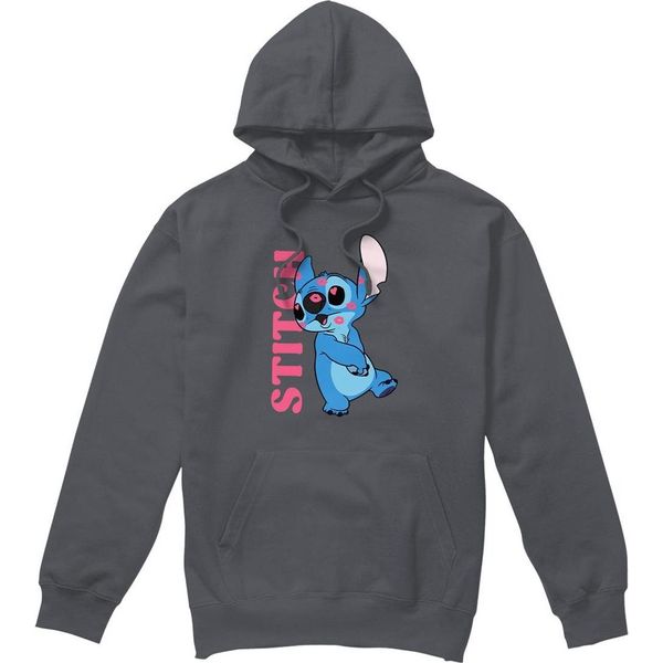 Lilo & Stitch - Felpa Con Cappuccio "Covered In Kisses"" Da Uomo TV4562 (L) (Charcoal)"-image
