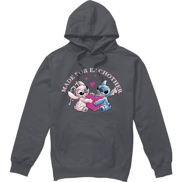 Lilo & Stitch - Felpa Con Cappuccio "Made For Each Other"" Da Uomo TV4560 (S) (Charcoal)"-image
