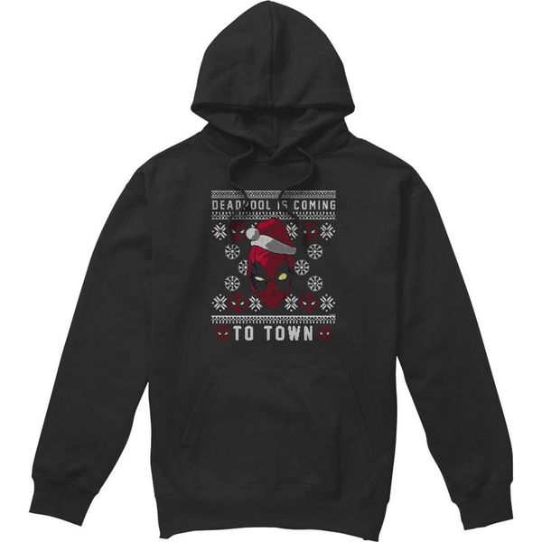 Deadpool - Felpa Con Cappuccio "Coming To Town"" Per Uomo TV4584 (L) (Nero)"-image