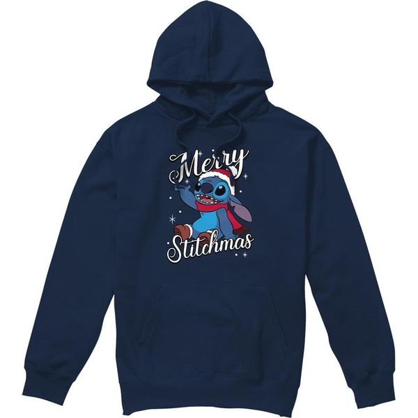 Lilo & Stitch - Felpa Con Cappuccio "Merry Stitchmas"" Da Uomo TV4681 (Xxl) (Blu Navy)"-image