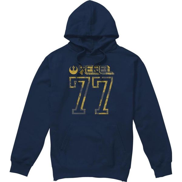 Star Wars - Felpa Con Cappuccio "Rebel 77"" Da Uomo TV4720 (Xl) (Blu Navy)"-image