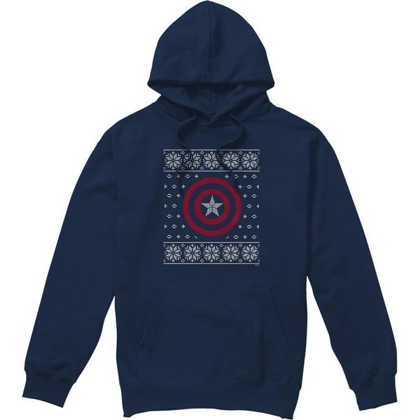 Capitan America - Felpa Con Cappuccio Da Uomo TV4770 (Xxl) (Blu Navy)-image