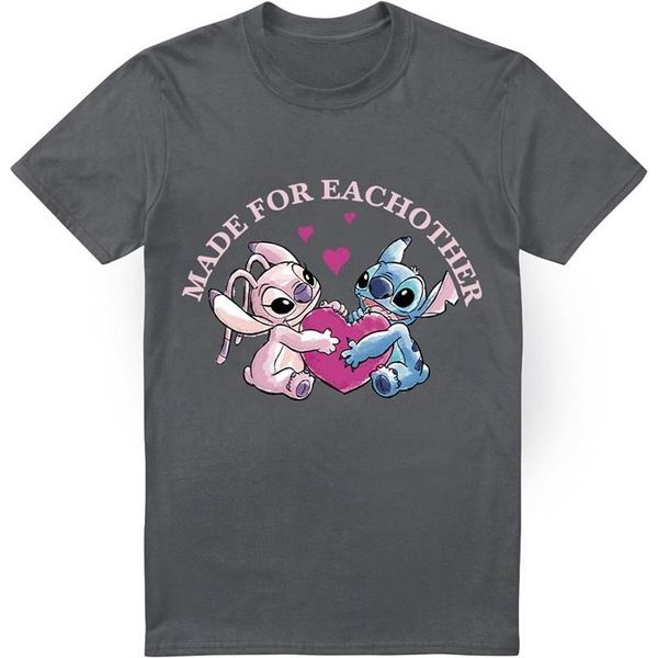 Lilo & Stitch - Maglietta "Made For Each Other"" Da Uomo TV4789 (L) (Charcoal)"-image