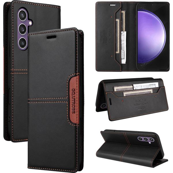 Custodia Per Samsung Galaxy A25 5G, Custodia In Pelle Flip Wallet Con Slot Per Carte E Supporto Nero-image