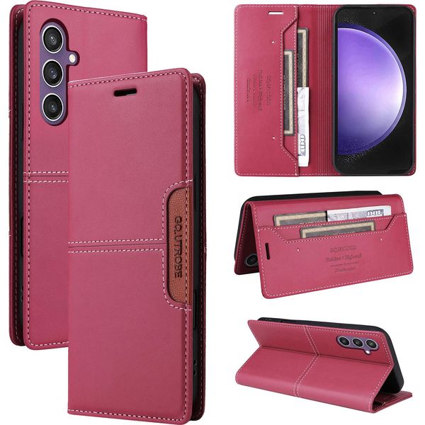 Custodia Per Samsung Galaxy A35, Custodia In Pelle Flip Wallet Con Slot Per Carte E Supporto Rosso-image