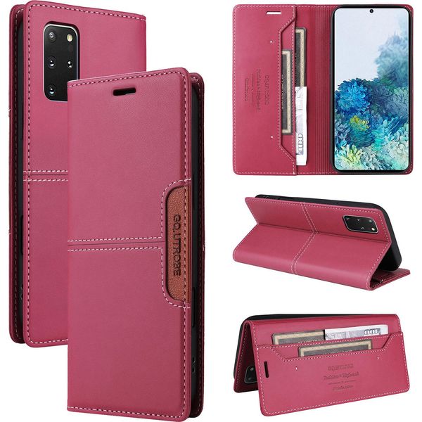 Custodia Per Samsung Galaxy S20+/S20 Plus 5G, Custodia In Pelle Flip Wallet Con Slot Per Schede E Supporto Rosso-image