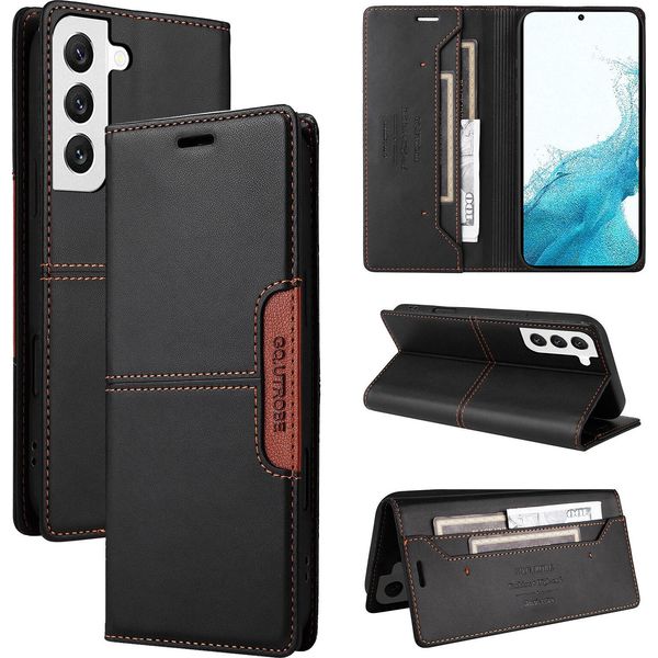 Custodia Per Samsung Galaxy S21 5G, Custodia In Pelle Flip Wallet Con Slot Per Carte E Supporto Nero-image
