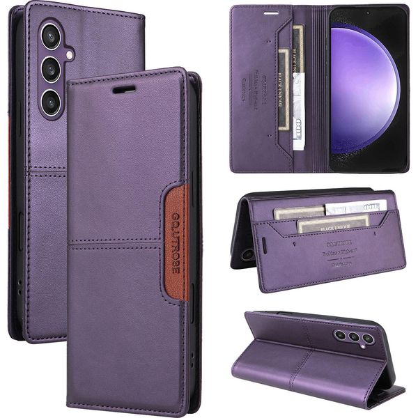Custodia Per Samsung Galaxy A25 5G, Custodia In Pelle Flip Wallet Con Slot Per Carte E Supporto Purple-image