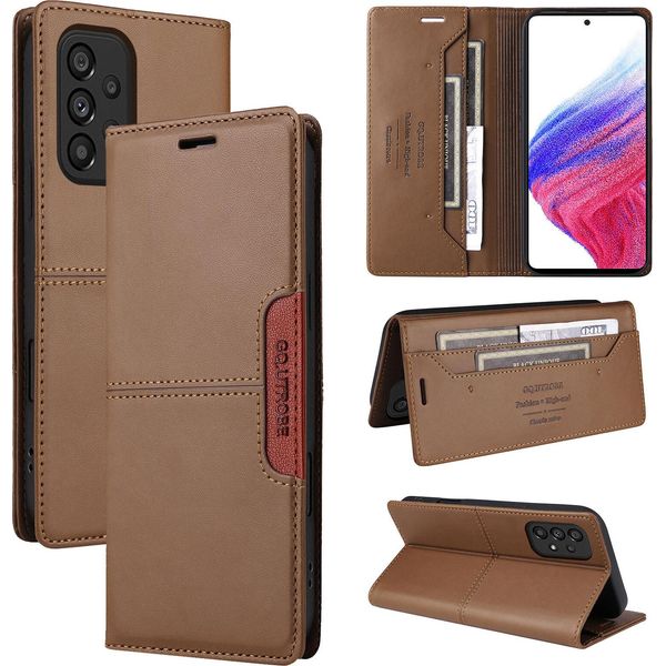 Custodia Per Samsung Galaxy A23 5G, Custodia In Pelle Flip Wallet Con Slot Per Carte E Supporto Brown-image