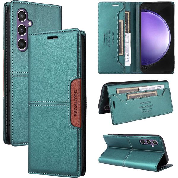 Custodia Per Samsung Galaxy A25 5G, Custodia In Pelle Flip Wallet Con Slot Per Carte E Supporto Verde-image