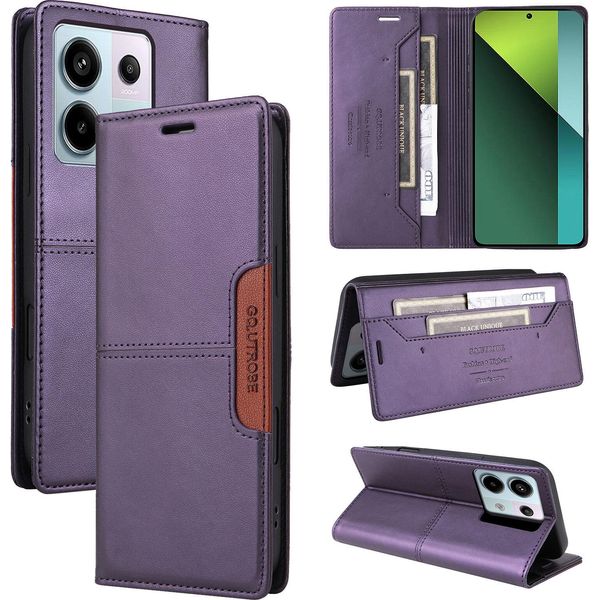 Custodia Per Xiaomi Redmi Note 13 Pro 5G/Poco X6, Custodia In Pelle Flip Wallet Con Slot Per Schede E Supporto Viola-image