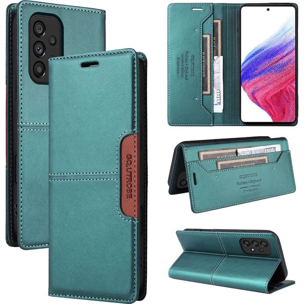 Custodia Per Samsung Galaxy A32 5G, Custodia In Pelle Flip Wallet Con Slot Per Carte E Supporto Verde-image