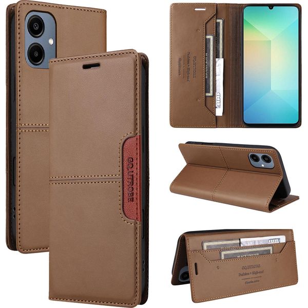 Custodia Per Samsung Galaxy A06, Custodia Flip Wallet In Pelle Con Slot Per Carte E Supporto Marrone-image