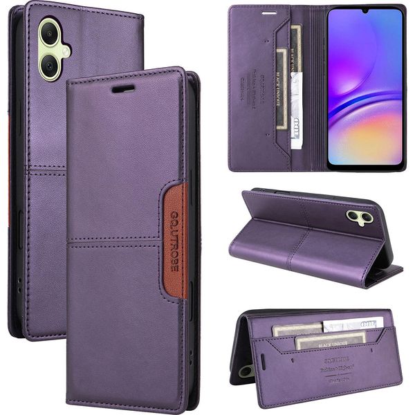 Custodia Per Samsung Galaxy A05, Custodia In Pelle Flip Wallet Con Slot Per Carte E Supporto Viola-image