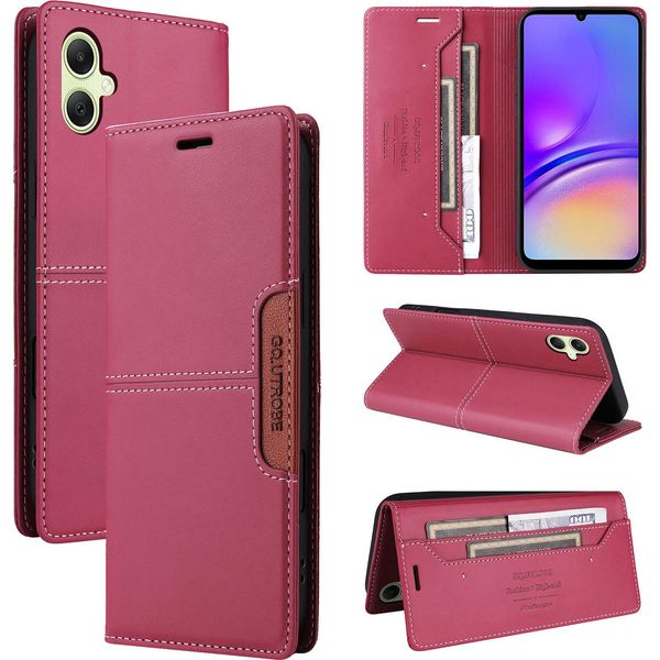 Custodia Per Samsung Galaxy A05, Custodia In Pelle Flip Wallet Con Slot Per Carte E Supporto Rosso-image