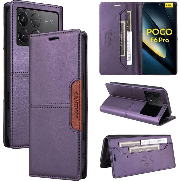 Custodia Per Xiaomi Poco F6 Pro/Redmi K70/K70 Pro, Custodia In Pelle Flip Wallet Con Slot Per Carte E Supporto Viola-image