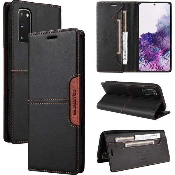 Custodia Per Samsung Galaxy S20 Fe 5G/4G, Custodia In Pelle Flip Wallet Con Slot Per Schede E Supporto Nero-image