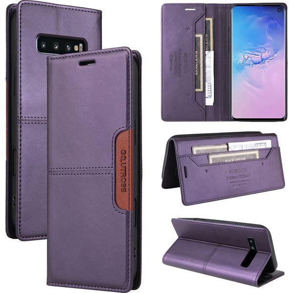 Custodia Per Samsung Galaxy S10, Custodia Flip Wallet In Pelle Con Slot Per Carte E Supporto Viola-image
