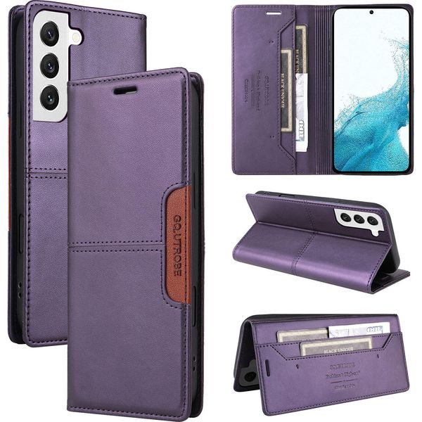 Custodia Per Samsung Galaxy S21 5G, Custodia In Pelle Flip Wallet Con Slot Per Carte E Supporto Purple-image