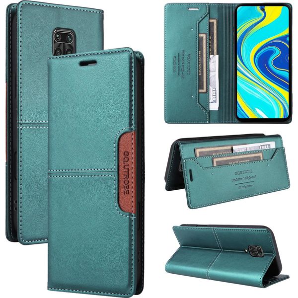 Custodia Per Xiaomi Redmi Note 9S / 9 Pro / 9 Pro Max, Custodia In Pelle Flip Wallet Con Slot Per Carte E Supporto Verde-image