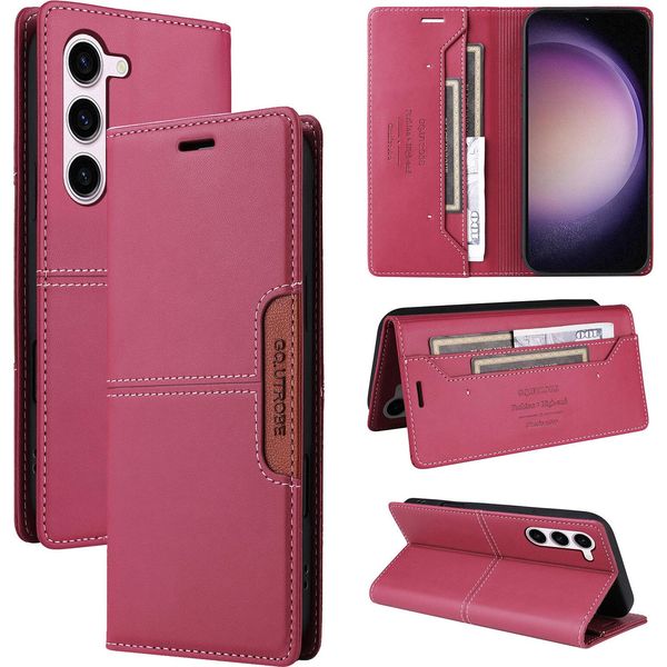 Custodia Per Samsung Galaxy S23, Custodia In Pelle Flip Wallet Con Slot Per Carte E Supporto Rosso-image