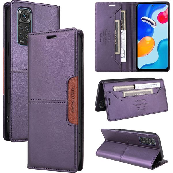 Custodia Per Xiaomi Redmi Note 11S/Note 11 4G/Note 12S, Custodia In Pelle Flip Wallet Con Slot Per Schede E Supporto Viola-image
