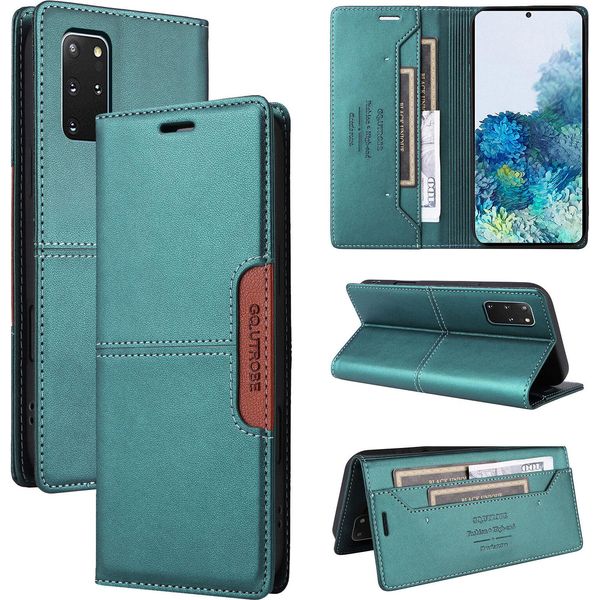 Custodia Per Samsung Galaxy S20+/S20 Plus 5G, Custodia In Pelle Flip Wallet Con Slot Per Carte E Supporto Verde-image