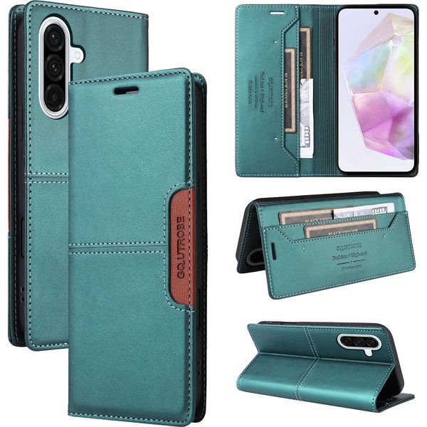 Custodia Per Samsung Galaxy A36, Custodia Flip Wallet In Pelle Con Slot Per Carte E Supporto Verde-image