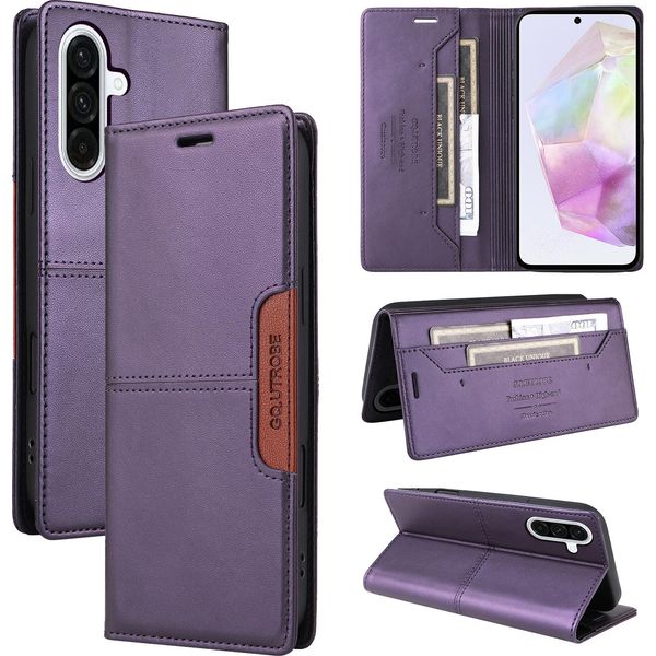 Custodia Per Samsung Galaxy A36, Custodia Flip Wallet In Pelle Con Slot Per Carte E Supporto Viola-image