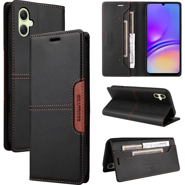Custodia Per Samsung Galaxy A05, Custodia Flip Wallet In Pelle Con Slot Per Carte E Supporto Nero-image