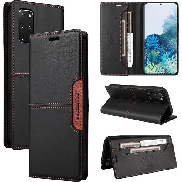 Custodia Per Samsung Galaxy S20+/S20 Plus 5G, Custodia In Pelle Flip Wallet Con Slot Per Carte E Supporto Nero-image