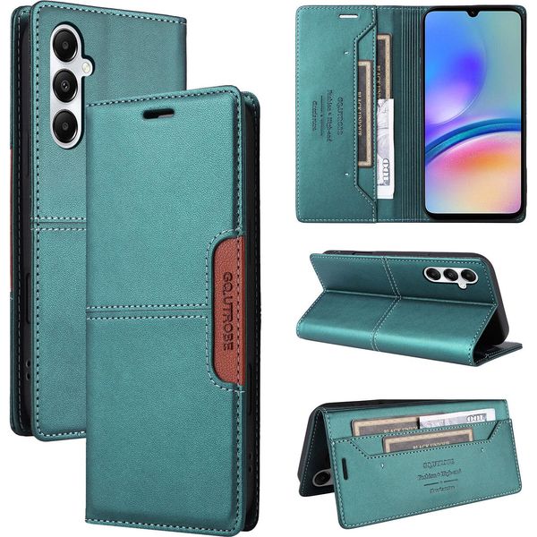 Custodia Per Samsung Galaxy A05S, Custodia In Pelle Flip Wallet Con Slot Per Carte E Supporto Verde-image