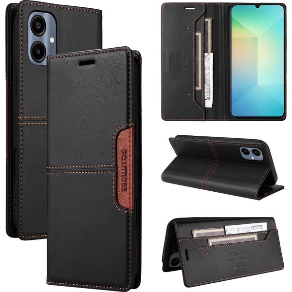 Custodia Per Samsung Galaxy A06, Custodia Flip Wallet In Pelle Con Slot Per Carte E Supporto Nero-image