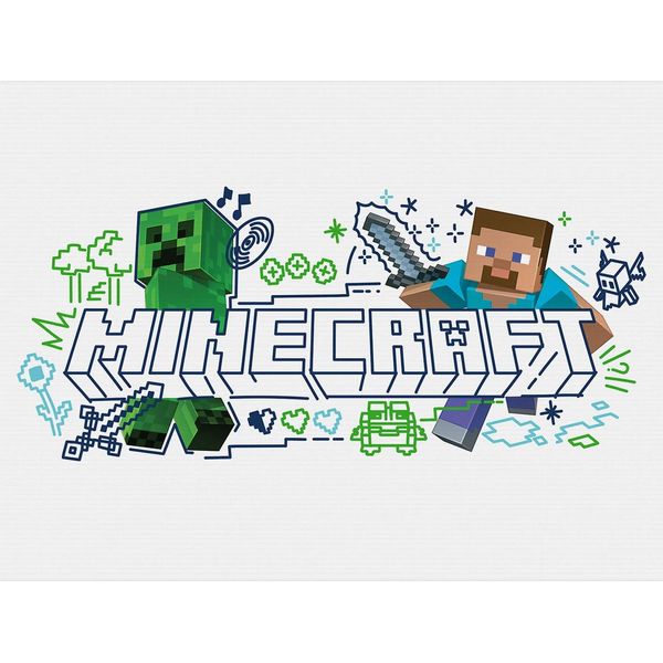 Minecraft - Stampa Su Tela PM11233 (80 Cm X 60 Cm) (Bianco/Blu/Verde)-image