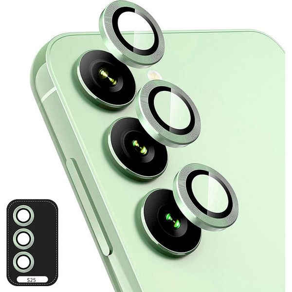 Per Samsung Galaxy S25 Plus 5G Alluminio Protettivo Anello Fotocamera + H9 Temperato Vetro Duro Verde Scuro-image