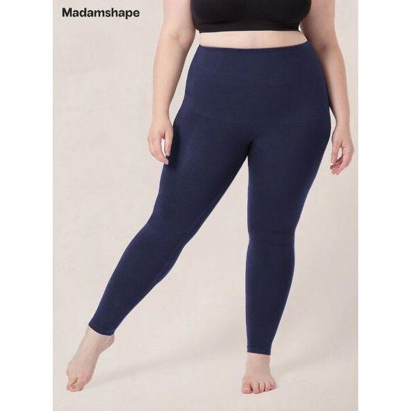 Leggings Comfort Senza Cuciture Da Donna Taglia S Con Vita Media, Leggings Compressivi Modellanti Con Imbottitura Al Cavallo - Seamies Marine-image