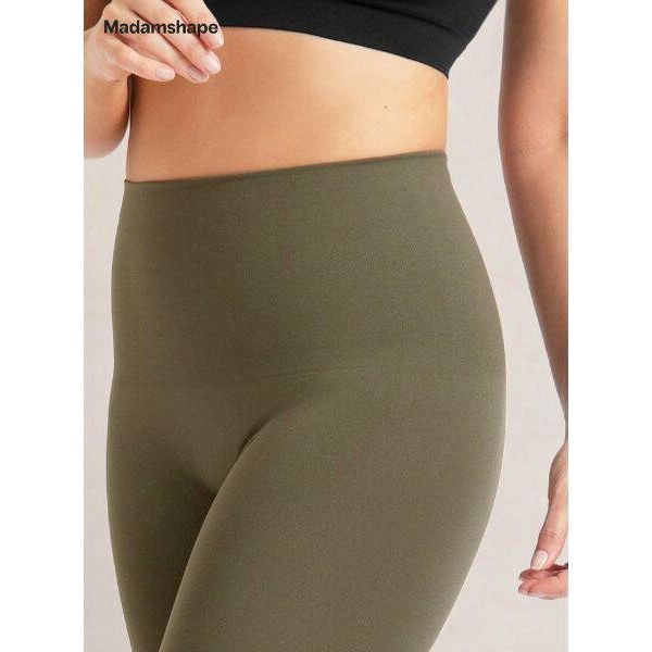 Leggings Comfort Senza Cuciture Da Donna Taglia 2XL Con Vita Media, Leggings Compressivi Modellanti Con Imbottitura Sul Cavallo - Seamies Olive-image