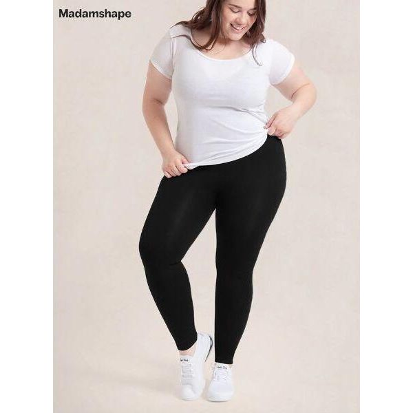 Leggings Comfort Senza Cuciture Da Donna Taglia M Con Vita Media, Leggings A Compressione Modellanti Con Imbottitura Al Cavallo - Seamies Nero-image